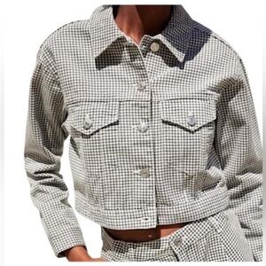 Medium Blk & Wht Jean Jacket Cropped